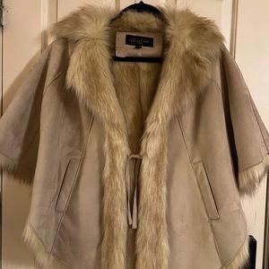 Faux Fur suede poncho